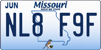 MO license plate NL8F9F