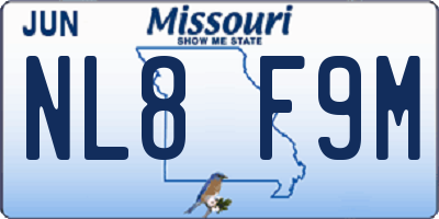 MO license plate NL8F9M