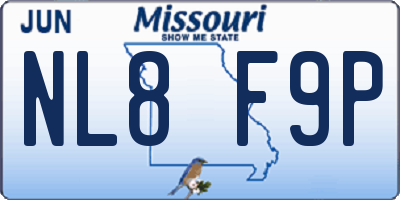 MO license plate NL8F9P