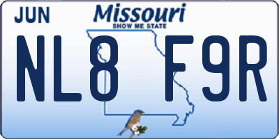 MO license plate NL8F9R