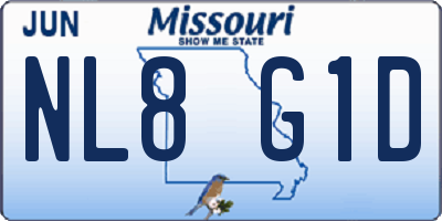 MO license plate NL8G1D