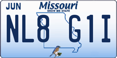 MO license plate NL8G1I