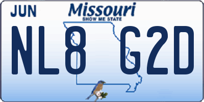 MO license plate NL8G2D