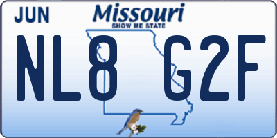 MO license plate NL8G2F