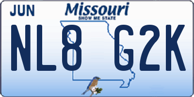 MO license plate NL8G2K