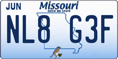 MO license plate NL8G3F