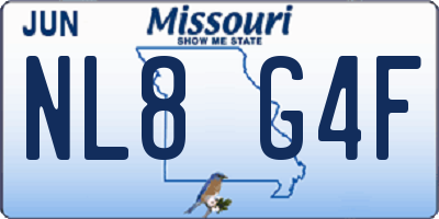 MO license plate NL8G4F