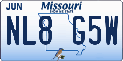 MO license plate NL8G5W