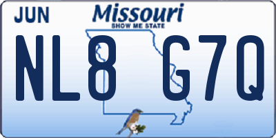 MO license plate NL8G7Q