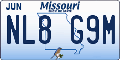 MO license plate NL8G9M