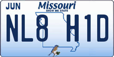 MO license plate NL8H1D