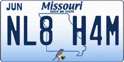 MO license plate NL8H4M