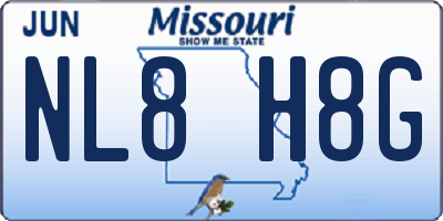 MO license plate NL8H8G
