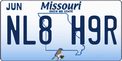 MO license plate NL8H9R