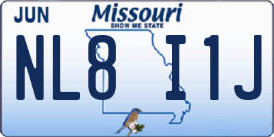 MO license plate NL8I1J