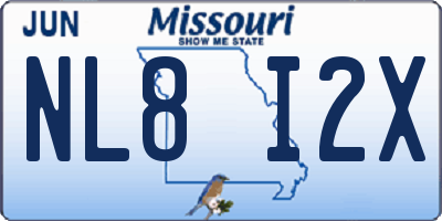 MO license plate NL8I2X