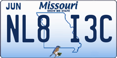 MO license plate NL8I3C