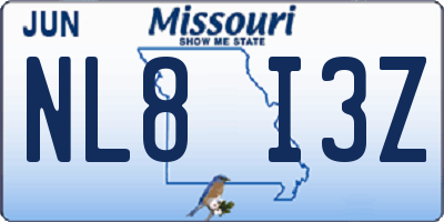 MO license plate NL8I3Z