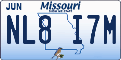 MO license plate NL8I7M