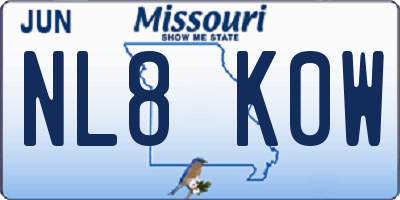 MO license plate NL8K0W
