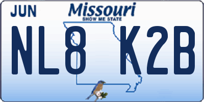 MO license plate NL8K2B