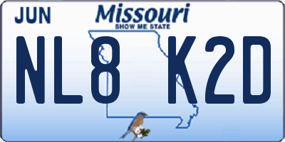 MO license plate NL8K2D