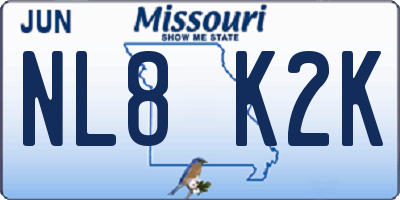 MO license plate NL8K2K