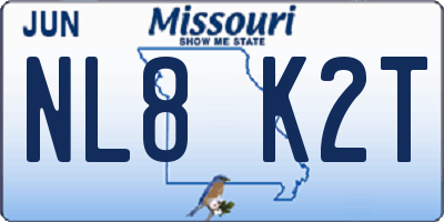 MO license plate NL8K2T