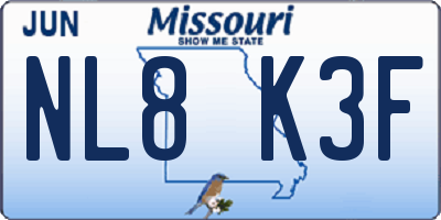 MO license plate NL8K3F