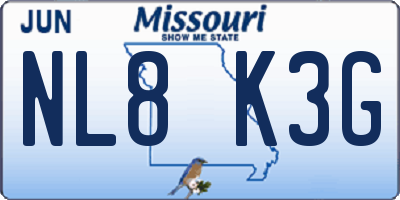 MO license plate NL8K3G