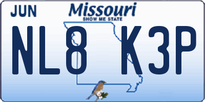 MO license plate NL8K3P