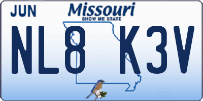 MO license plate NL8K3V