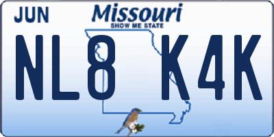 MO license plate NL8K4K