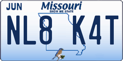 MO license plate NL8K4T