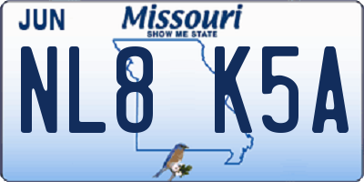 MO license plate NL8K5A