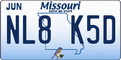 MO license plate NL8K5D