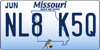 MO license plate NL8K5Q