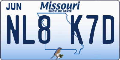 MO license plate NL8K7D