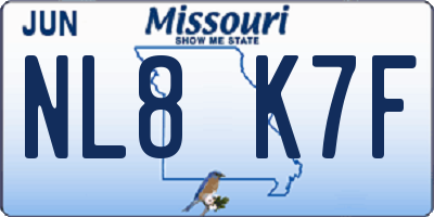 MO license plate NL8K7F