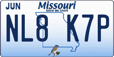 MO license plate NL8K7P