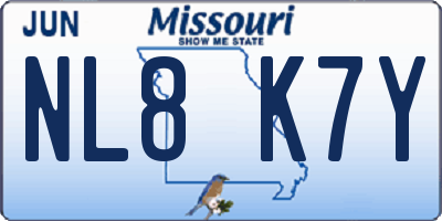 MO license plate NL8K7Y