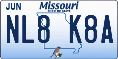 MO license plate NL8K8A