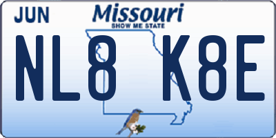 MO license plate NL8K8E