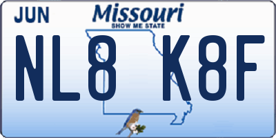 MO license plate NL8K8F