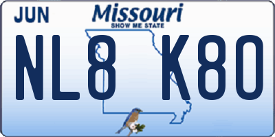 MO license plate NL8K8O