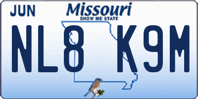 MO license plate NL8K9M