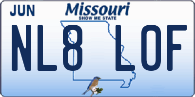 MO license plate NL8L0F