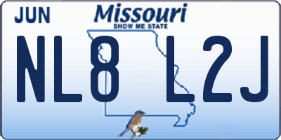 MO license plate NL8L2J