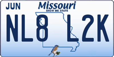 MO license plate NL8L2K