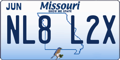 MO license plate NL8L2X